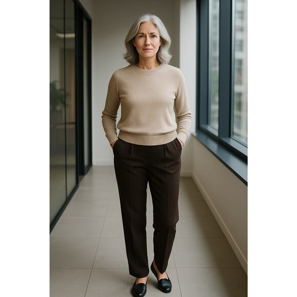 St. John Collection Pull On Pants Size 8 Santana Knit Chocolate Brown Classic - Picture 12 of 12